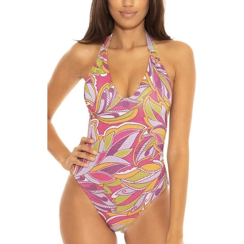 Becca by Rebecca Virtue Women's Nina Halter One Piece Swimsuit Multi Small